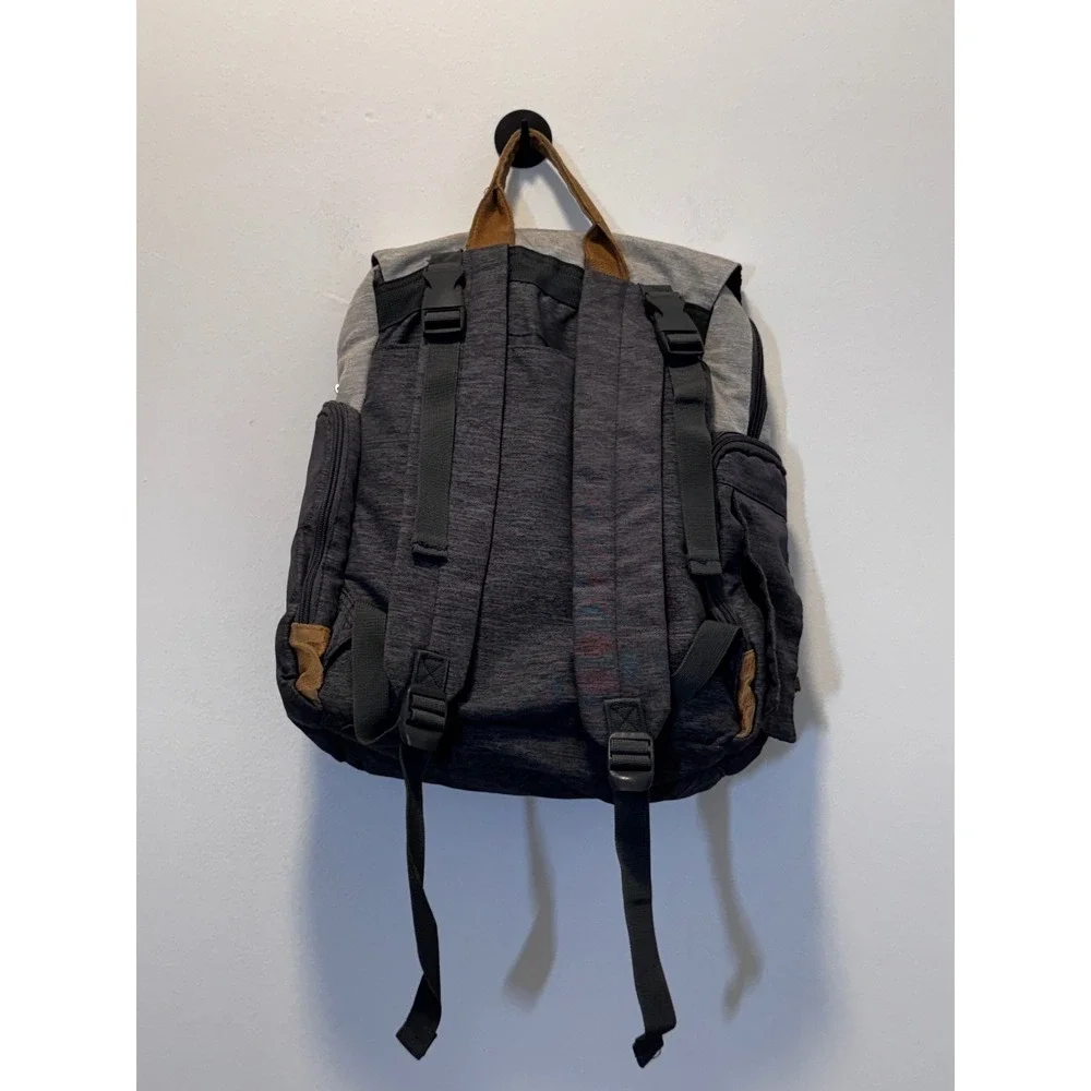Eddie Bauer First Adventure Diaper Bag Backpack Grey Heather Brown Trim